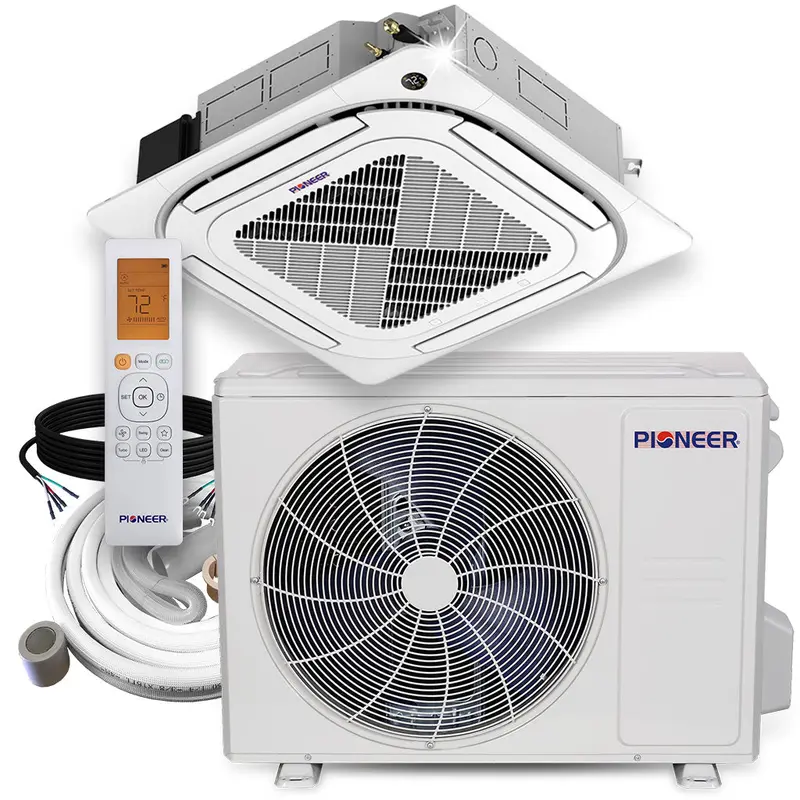 Pioneer 24,000 Btu 8-Way Slim Cassette Mini-Split — 21.5 Seer2, 230V Ductless Heat Pump System 1