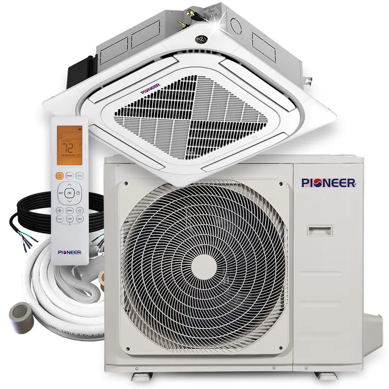 Pioneer 36,000 Btu 8-Way Slim Cassette Mini-Split — 19.2 Seer2, 230V Ductless Heat Pump System 1