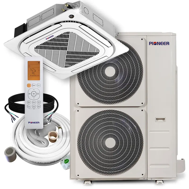 Pioneer 48,000 Btu 8-Way Slim Cassette Mini-Split — 18.5 Seer2, 230V Ductless Heat Pump System 1