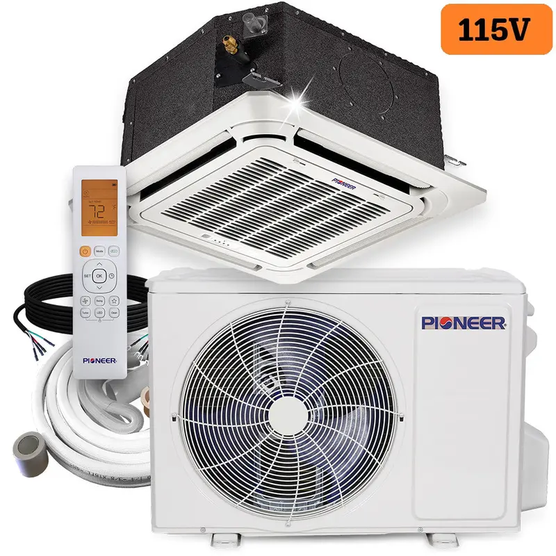 Pioneer 9,000 Btu 8-Way Compact Cassette Mini-Split — 20 Seer, 115V Ductless Heat Pump System 1