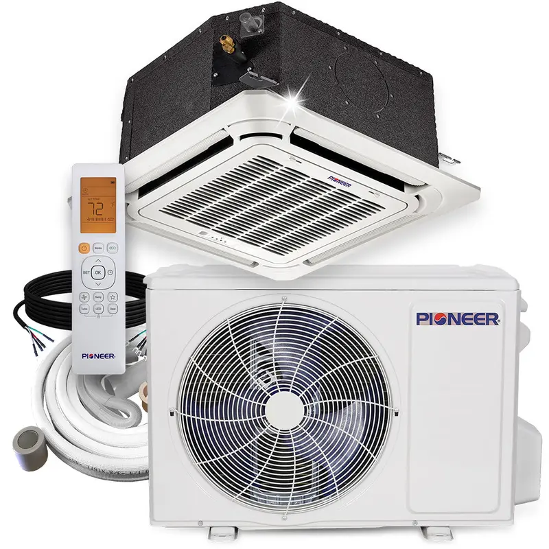 Pioneer 9,000 Btu 8-Way Compact Cassette Mini-Split — 20 Seer2, 230V Ductless Heat Pump System 1