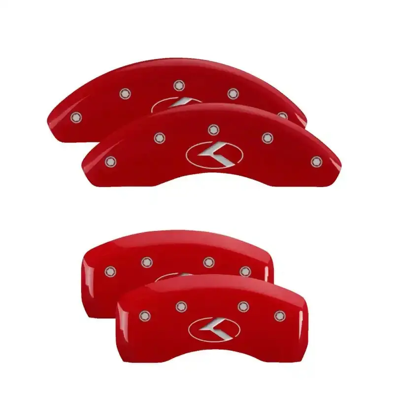 Mgp Engraved Caliper Covers For 2007 Honda Civic – Front & Rear, I-Vtec Design, Red Finish With Silver Char Accents 1